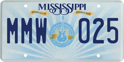 MS license plate MMW025