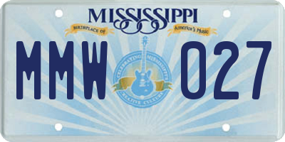 MS license plate MMW027