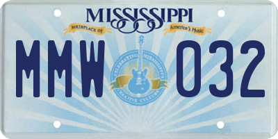 MS license plate MMW032