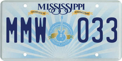 MS license plate MMW033