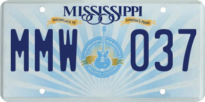 MS license plate MMW037