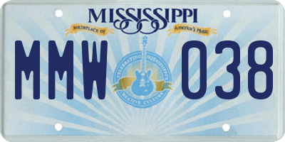 MS license plate MMW038
