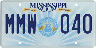 MS license plate MMW040