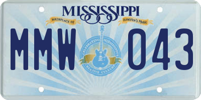 MS license plate MMW043