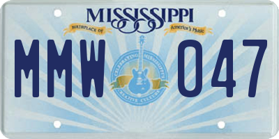MS license plate MMW047