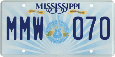 MS license plate MMW070
