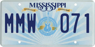 MS license plate MMW071