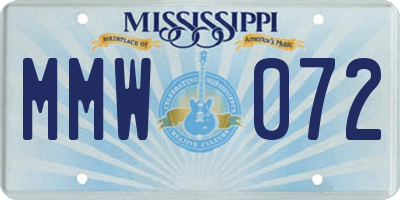 MS license plate MMW072