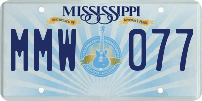 MS license plate MMW077