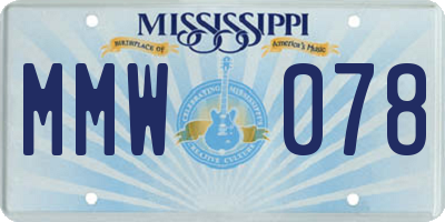 MS license plate MMW078