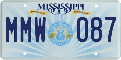 MS license plate MMW087