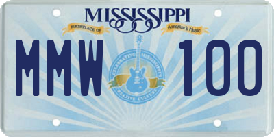 MS license plate MMW100