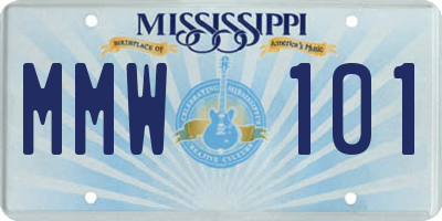 MS license plate MMW101
