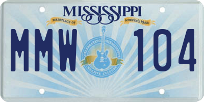 MS license plate MMW104
