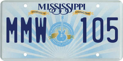 MS license plate MMW105
