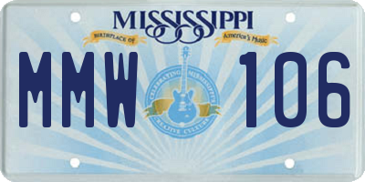 MS license plate MMW106