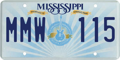 MS license plate MMW115