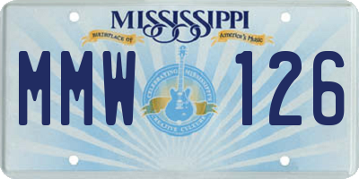 MS license plate MMW126