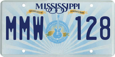 MS license plate MMW128