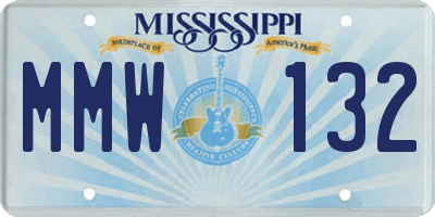 MS license plate MMW132