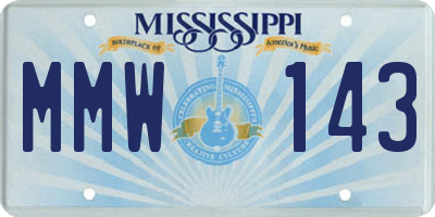 MS license plate MMW143
