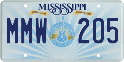 MS license plate MMW205
