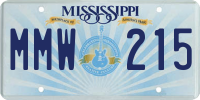 MS license plate MMW215