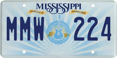 MS license plate MMW224