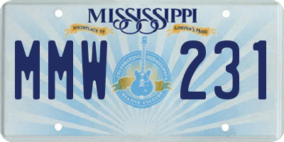 MS license plate MMW231