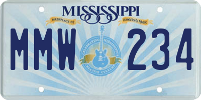 MS license plate MMW234