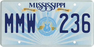 MS license plate MMW236