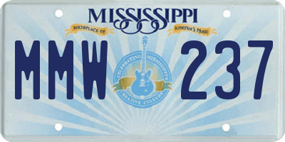 MS license plate MMW237
