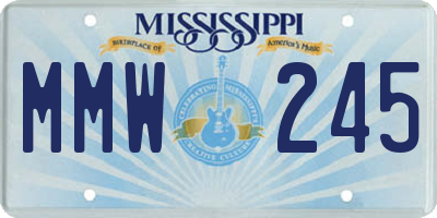 MS license plate MMW245