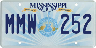 MS license plate MMW252