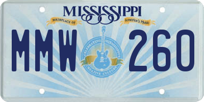 MS license plate MMW260