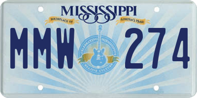MS license plate MMW274