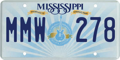MS license plate MMW278