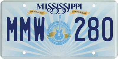 MS license plate MMW280