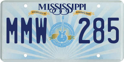 MS license plate MMW285