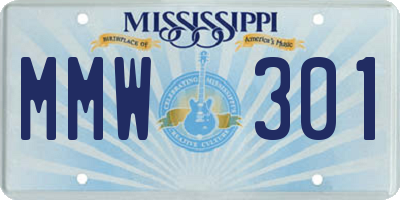 MS license plate MMW301