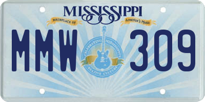 MS license plate MMW309