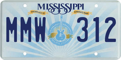 MS license plate MMW312