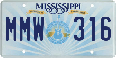 MS license plate MMW316