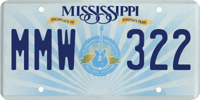 MS license plate MMW322