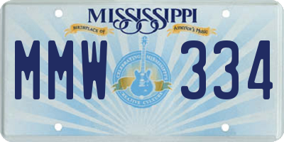 MS license plate MMW334