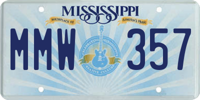 MS license plate MMW357