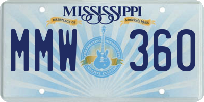 MS license plate MMW360