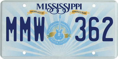 MS license plate MMW362