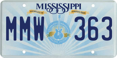 MS license plate MMW363