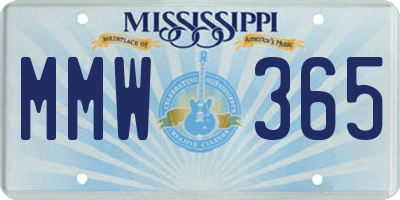 MS license plate MMW365